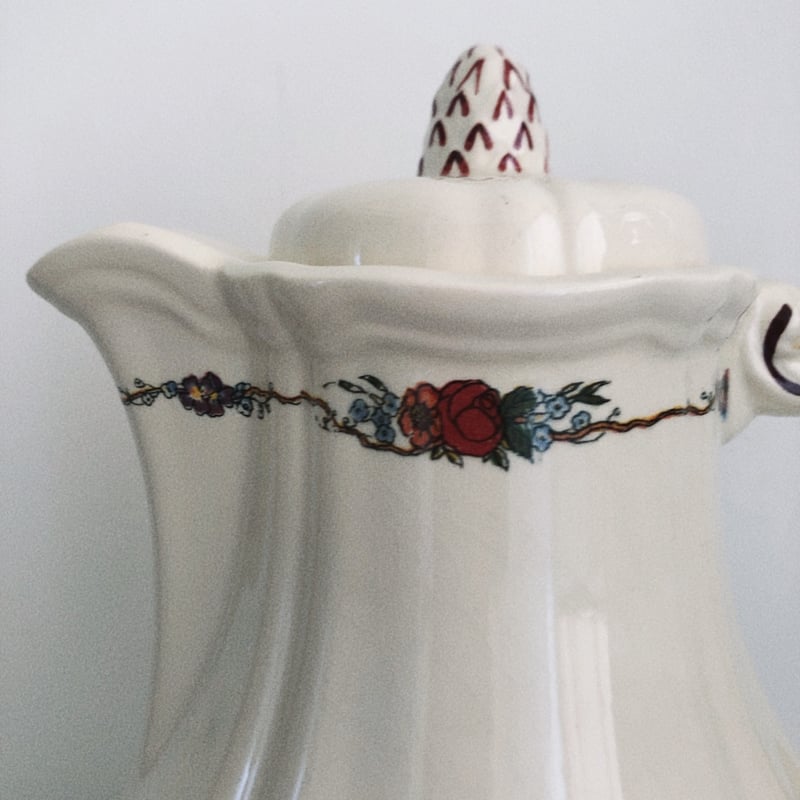 フランス サルグミンヌ オベルネ 花リムコーヒーポットアンドシュガー