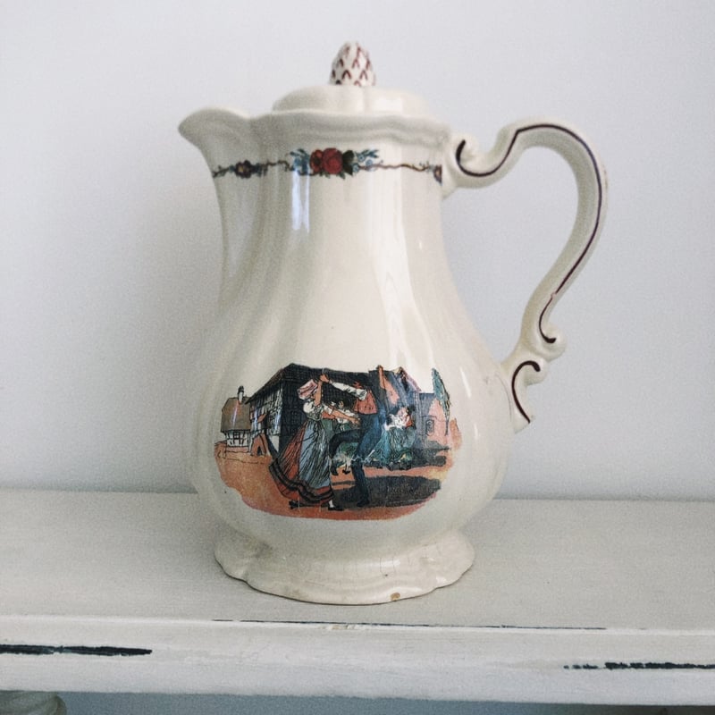 フランス サルグミンヌ オベルネ 花リムコーヒーポットアンドシュガー