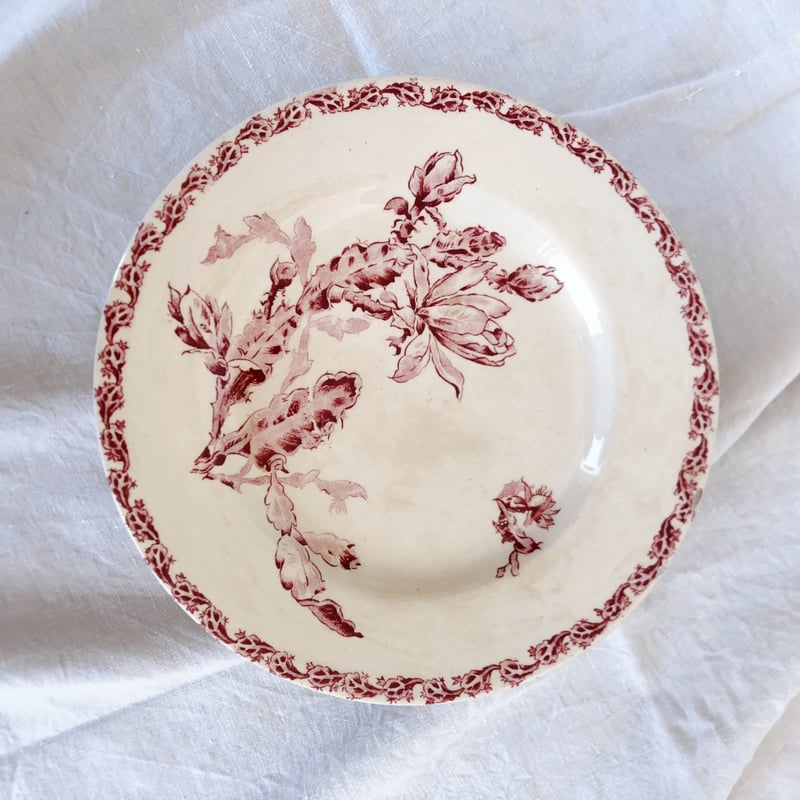 GIEN ジアン あざみ柄 コンポティエ ケーキスタンド 赤 アンティーク