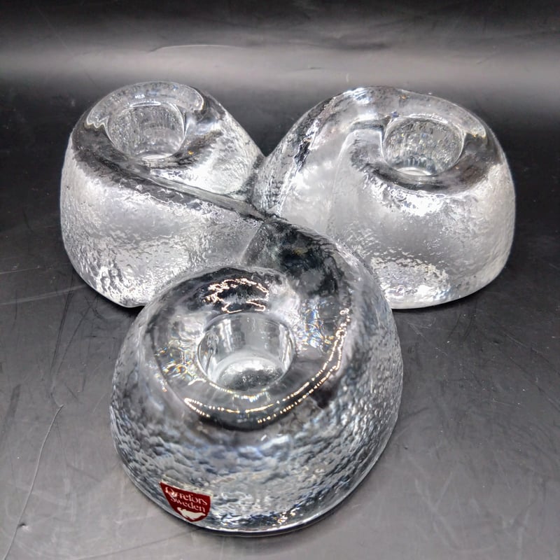 希少 Orrefors オレフォス クリスタル キャンドルホルダー