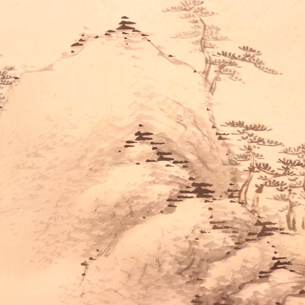 140 矢野橋村「松林山水図」 共箱 絹本 肉筆 大正-昭和時代の日本画家