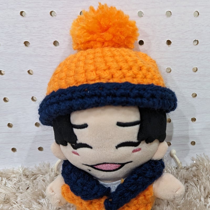 ちびぬい】ニット帽（オレンジ・紺色） | ぬいふく工房