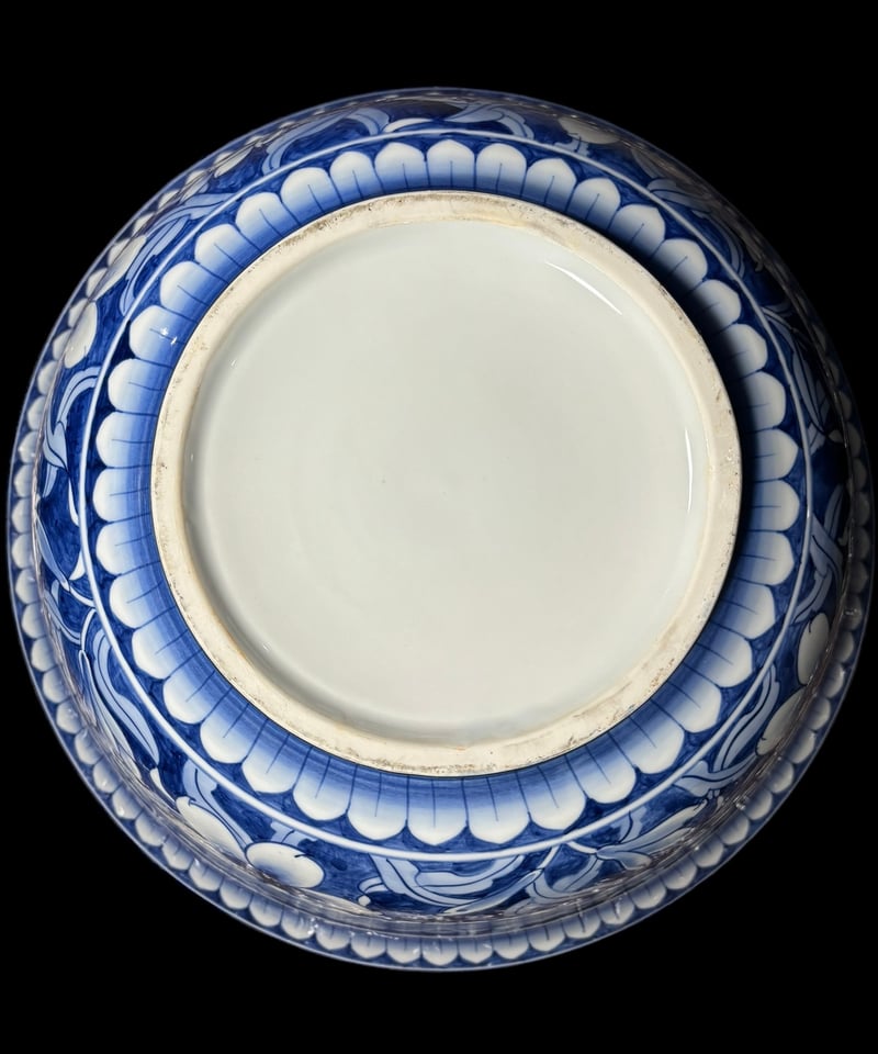 染付 大深鉢 花柄 盛り皿 飾り皿 大皿 大鉢 フローラル 中国雑貨 和