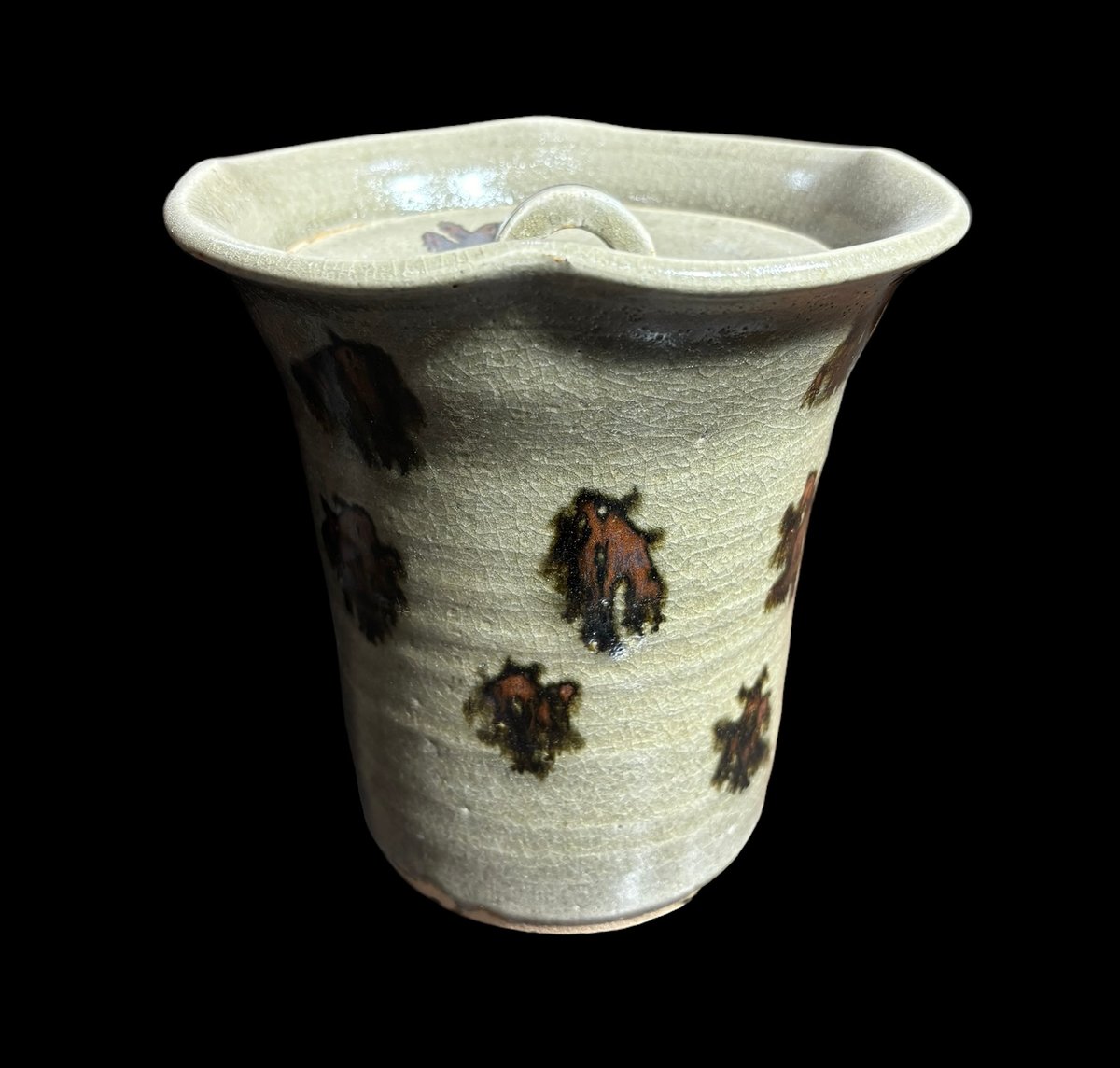 水差し 灰釉 点文 茶器 茶道具 水指 ピッチャー 陶器 骨董品