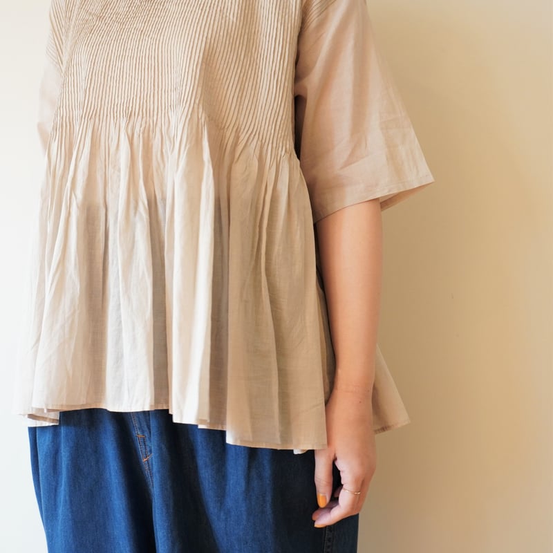 maison de soil／オーガニックコットンボイル ピンタックブラウス