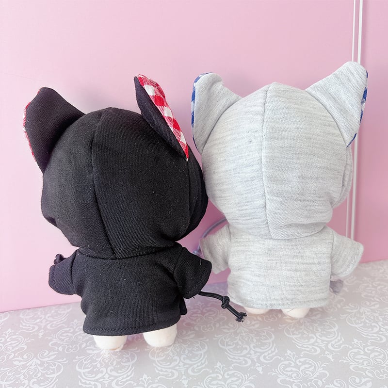 ぬい服 ぬいぐるみ用ギンガムチェック猫耳パーカー【10cm用】【推し活