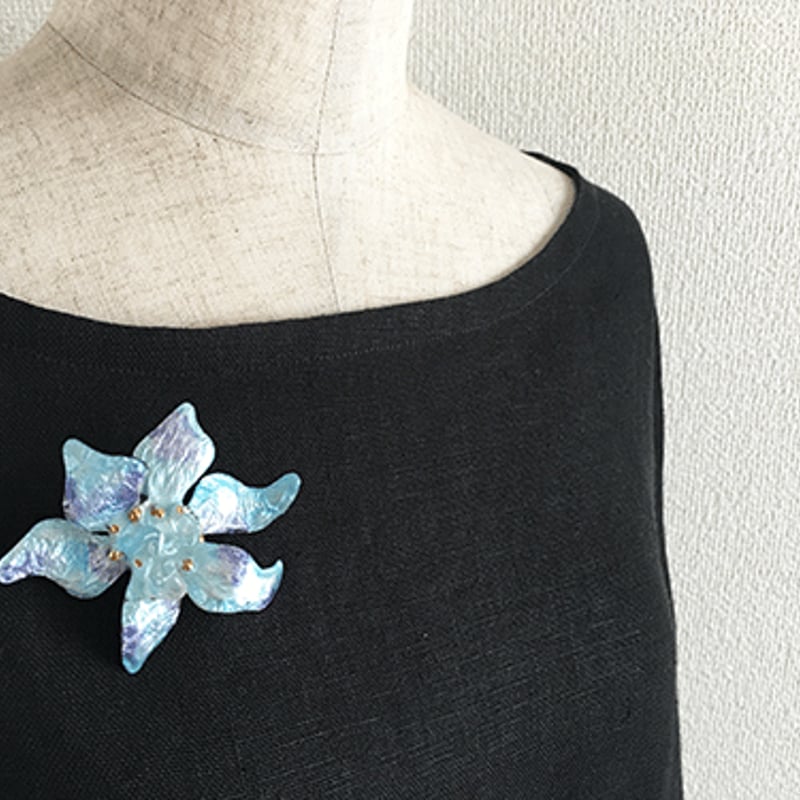 エマイユ 青い花のヴィンテージブローチ/フランス | 『スワロー商會