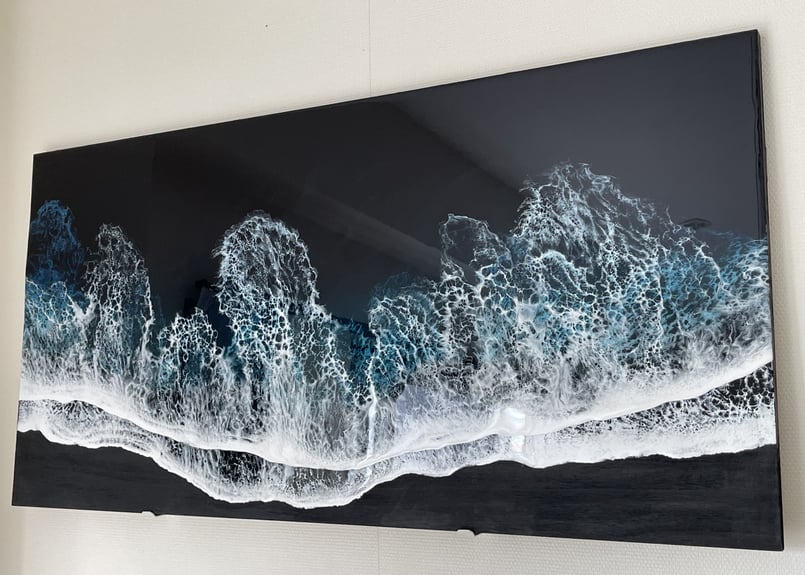 レジンアート【波のキャンバス】受注制作Largeサイズ(A2) ブラック