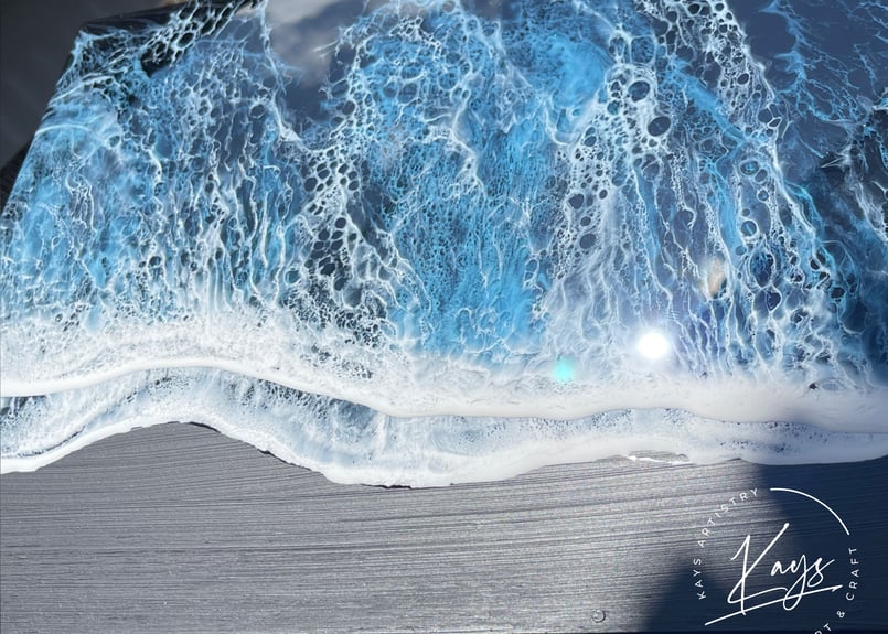 レジンアート【波のキャンバス】☆現品 ブラックオーシャン ワイド