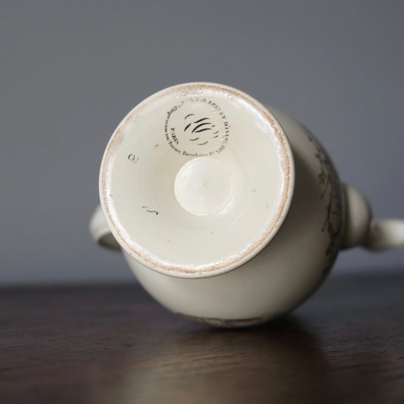 Creil クレイユ ファイアンスフィーヌ グリザイユ カフェティエール