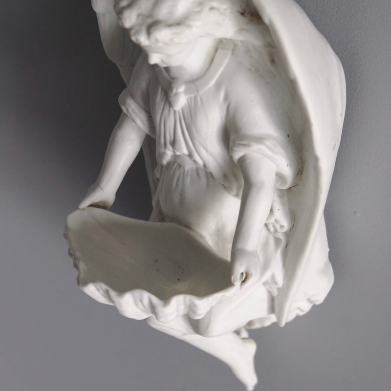 天使 ベニティエ 聖水盤 ビスク h26.3cm フランス アンティーク