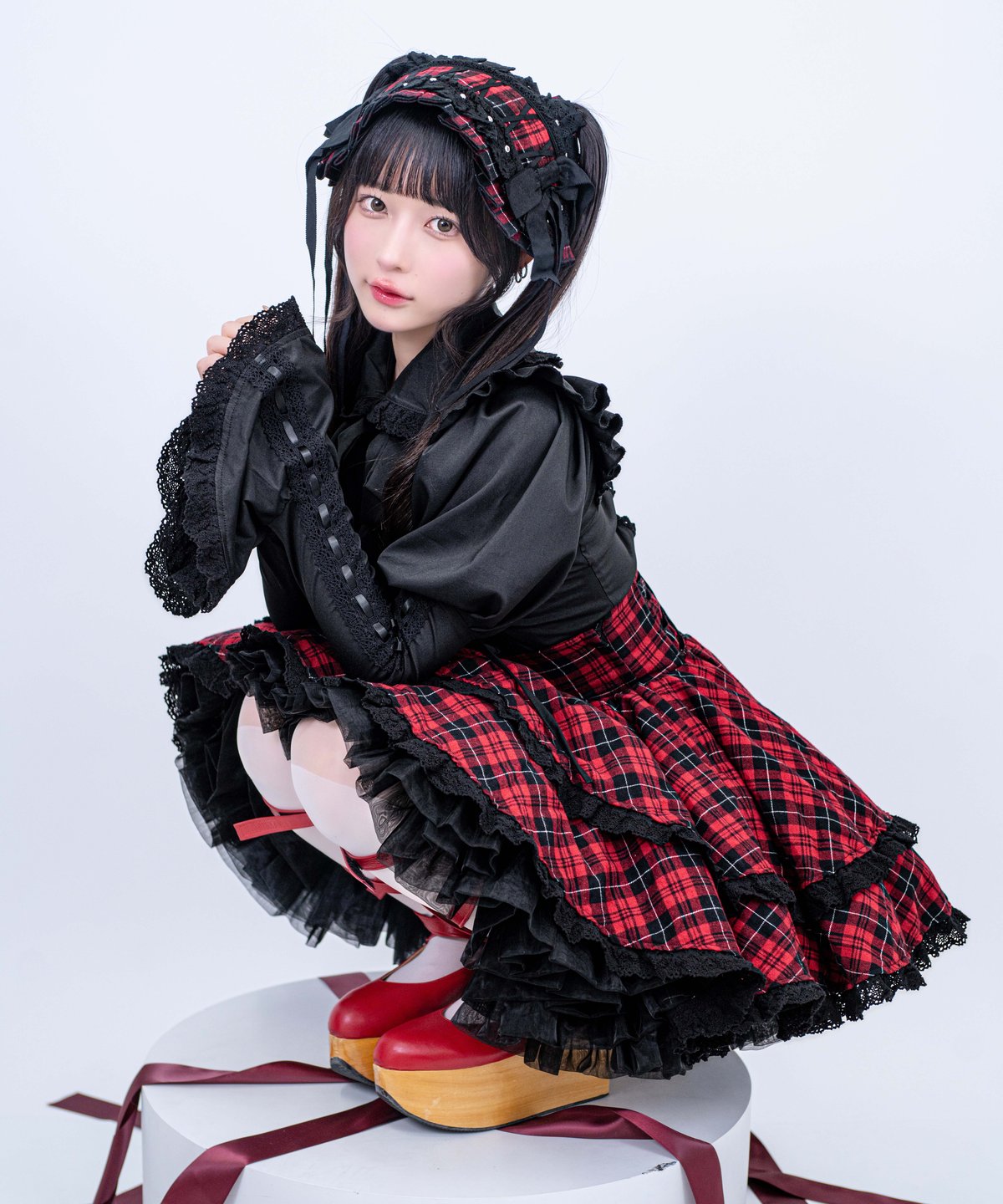 2段フリルコルセットスカート》RED | HIDOLATRAL THEODOL