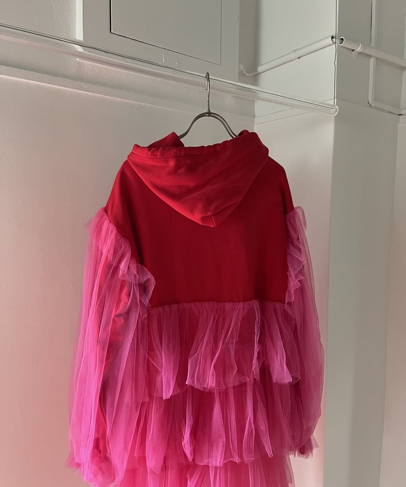 VIVIANO Ruffle Trimmed Tulle Sweat Shirt 【公式通販】