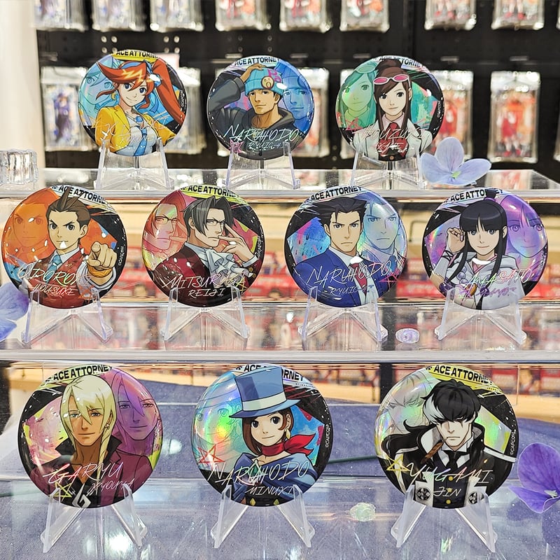 逆転裁判 カプコンカフェ 牙流 王泥喜 缶バッジ 逆転裁判 カプコン