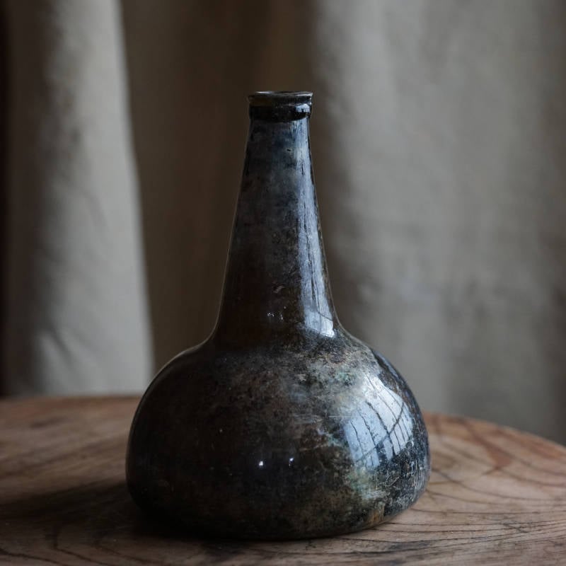 オランダ18世紀 オニオンボトル ガラス瓶 アンティーク 古美術 民藝 花