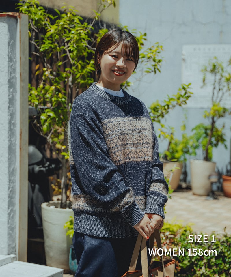 68 Fair isle pattern jacquard knit (Green) |