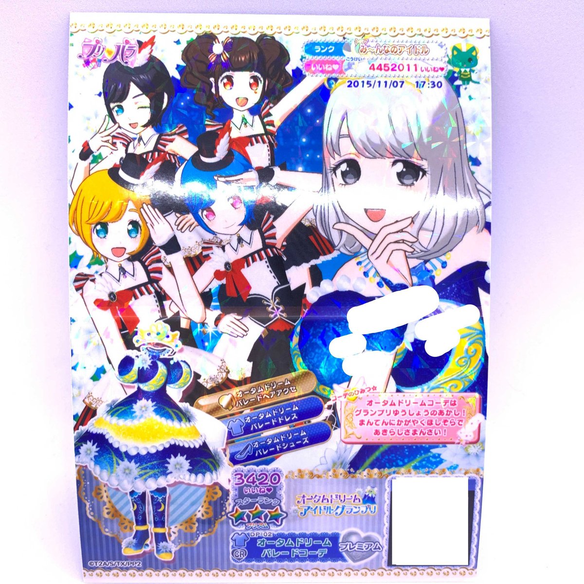 ドリチケ】【マイキャラ絵柄】プリパラ オータムドリームパレード