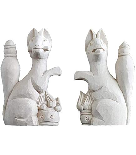 Amazon｜仏壇屋 滝田商店 狐 陶器(一対) 4寸(高さ12cm)◇神棚(お宮