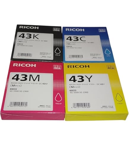 Amazon.co.jp: RICOH 純正 インク SGカートリッジ GC43 4色セット
