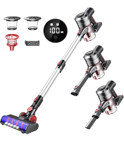 Amazon | 掃除機 コードレス 【25000pa強力吸引&LED液晶ディスプレイ