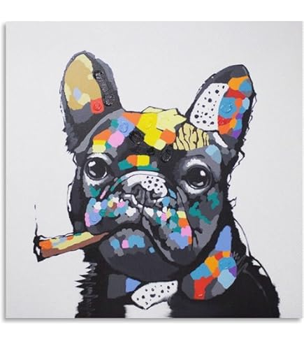 Amazon.co.jp: カラフルなスプラッシュの上に美しいブルドッグ