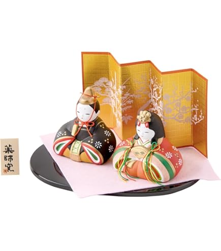 Amazon.co.jp: ARITA PORCELAIN LAB 雛人形 ぼんぼり付 （屏風 台付 木