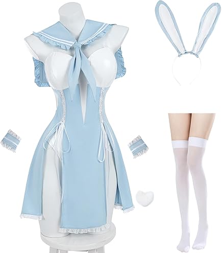 Amazon.co.jp: サテン つるつる バニーガール衣装 セット光沢 ツルツル