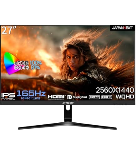Amazon.co.jp: JAPANNEXT 27型WQHD搭載、165Hz対応ゲーミングモニター