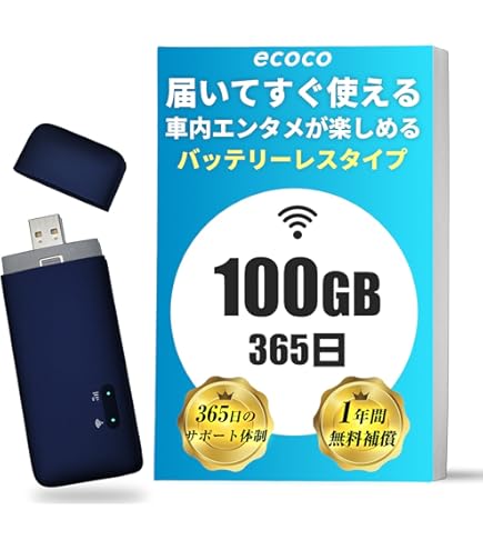 Amazon.co.jp: 【3/1販売開始】ecoco 1年間 100ギガ 付 USB型