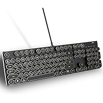Amazon.co.jp: HKW タイプライター風メカニカルキーボード 青軸 104