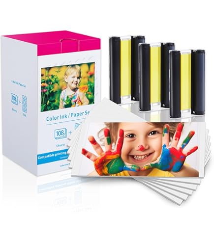 Amazon | Canon KP-108IN 3色インクカセットと108枚 4 x 6 用紙 光沢
