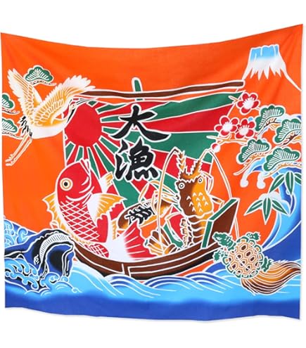 Amazon | NASKA 生地 大漁旗 約110cm幅×100cm Col.1 赤 パネル 85801