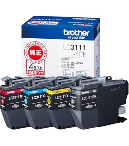 Amazon.co.jp: （まとめ買い） ブラザー インクカートリッジ 4個パック