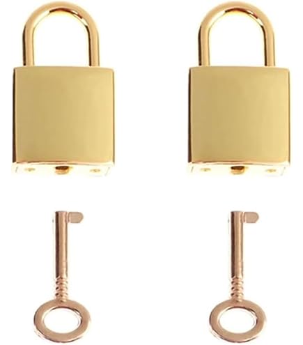 Tighall 2 PCS Zinc Alloy Gold Small Square Decorative Padlock