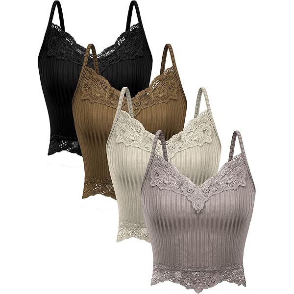 2 Pack Lace Trim Ribbed V Neck Tank Tops for Women, Goth Y2k