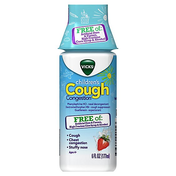 Vicks Childrens Cough Congestion Syrup Strawberry - 6 Fl. Oz