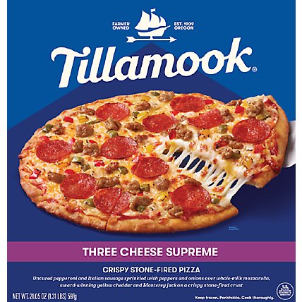 Tillamook Three-cheese Supreme Pizza, 21.05 Oz - 21.05OZ - tomthumb