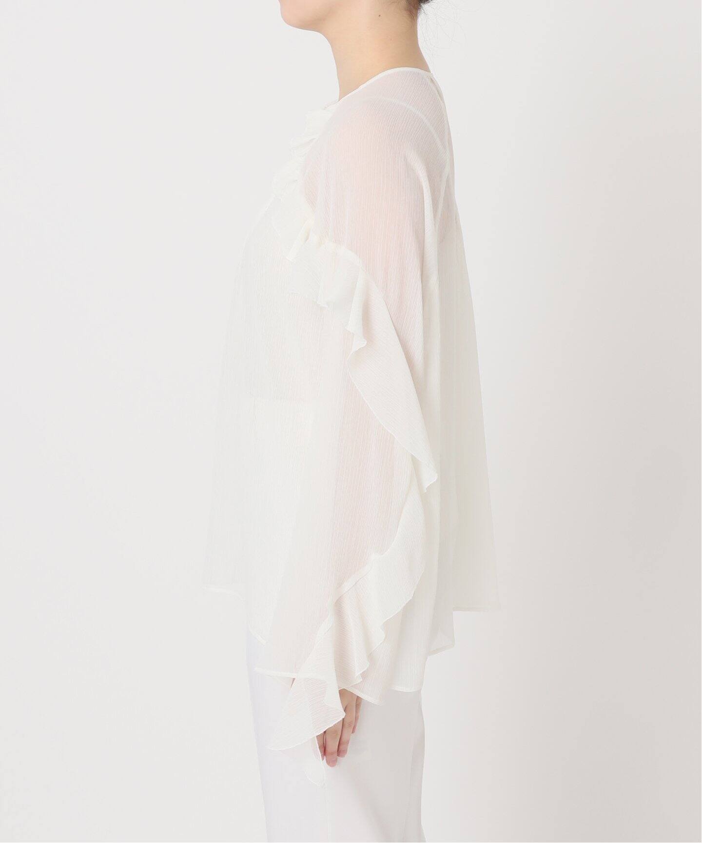 追加》【NOBLE×L'AUBE BLANC】楊柳フリル梯子刺繍ブラウス（シャツ