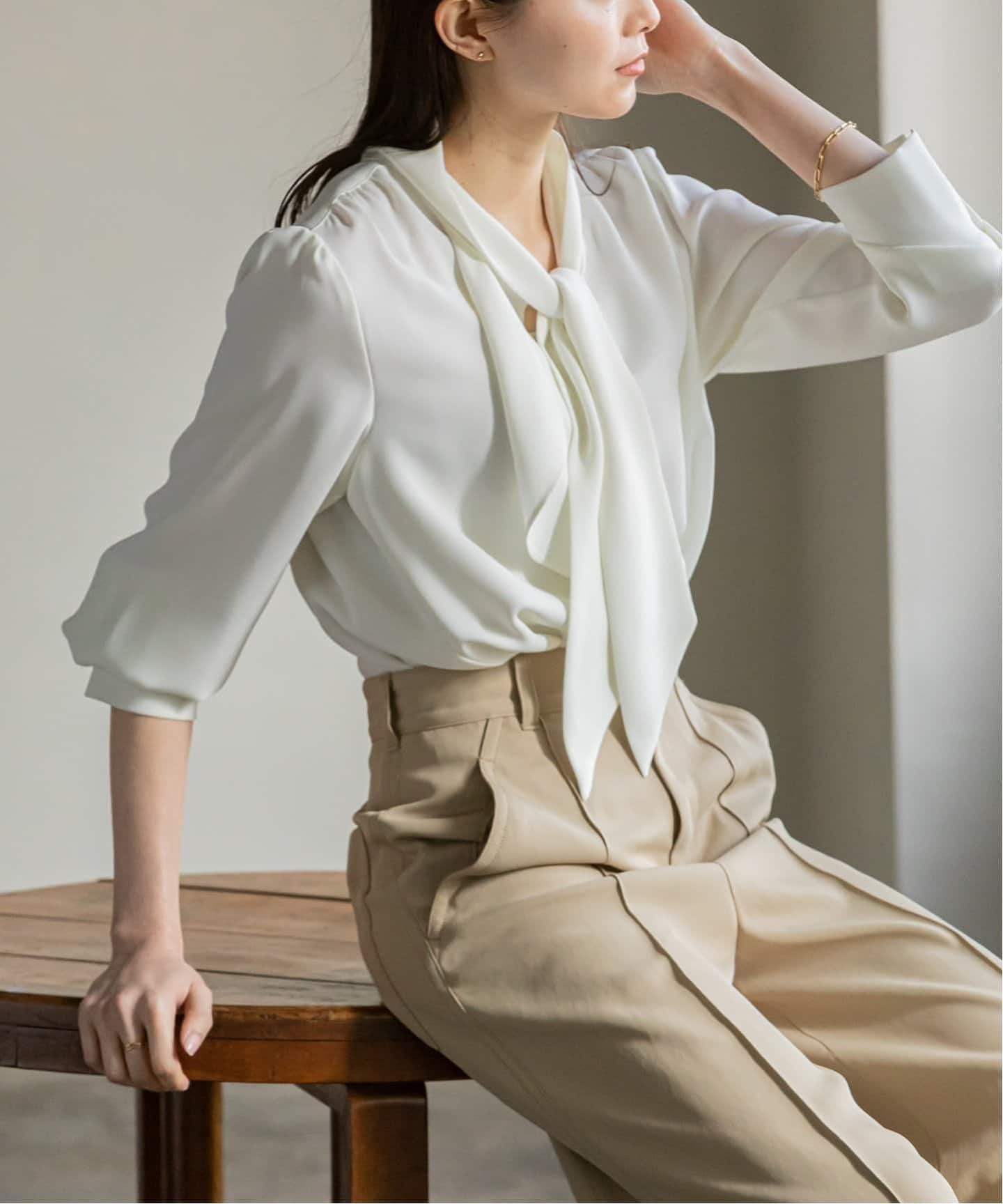 追加》アシンメトリーボウタイブラウス（シャツ／ブラウス）｜NOBLE