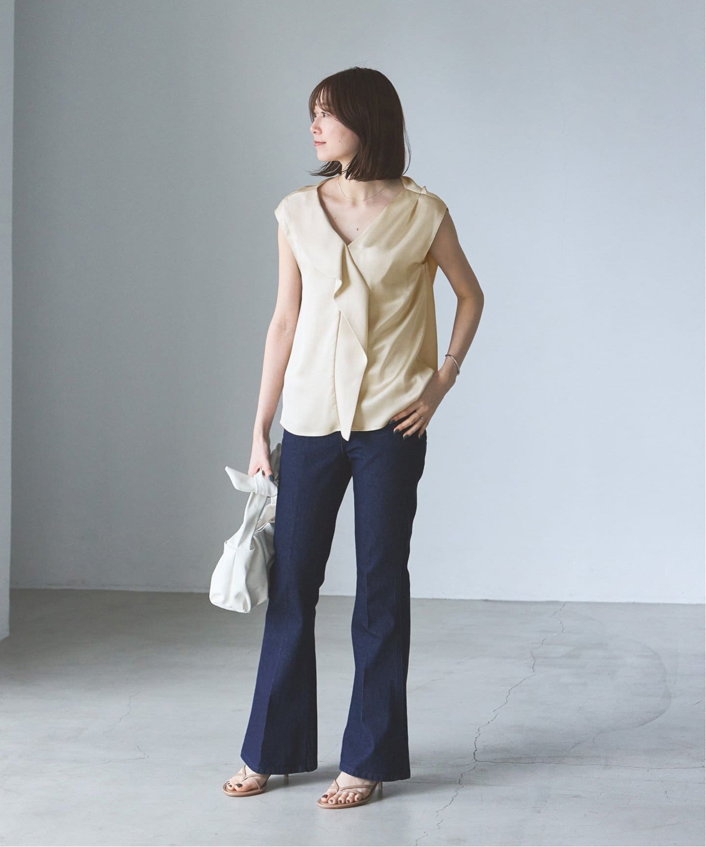 ドレープサテン2WAYブラウス（シャツ／ブラウス）｜NOBLE（ノーブル