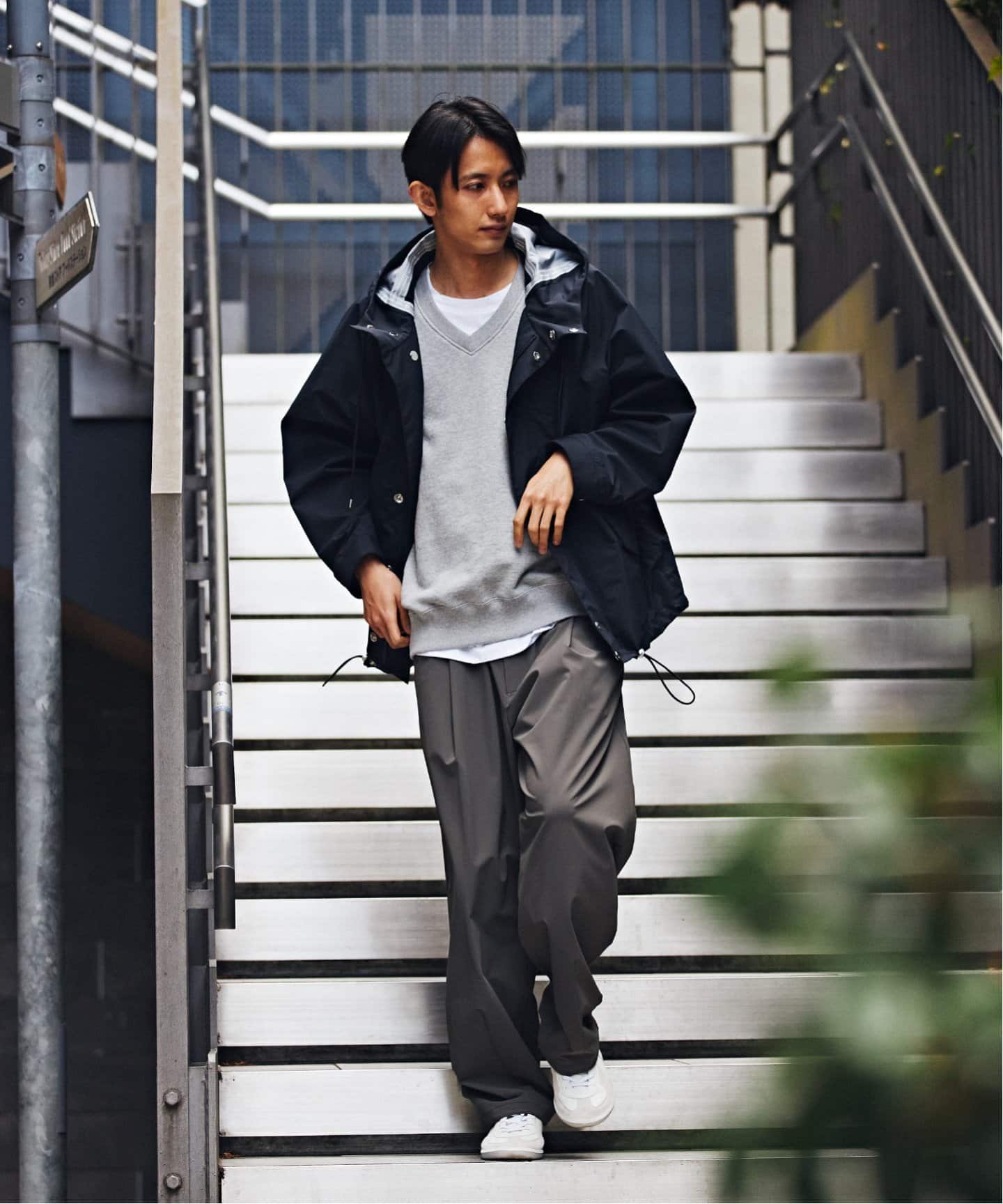 LOOPWHEELER for LOWERCASE】ライトツリウラケ Vネックベスト（ベスト