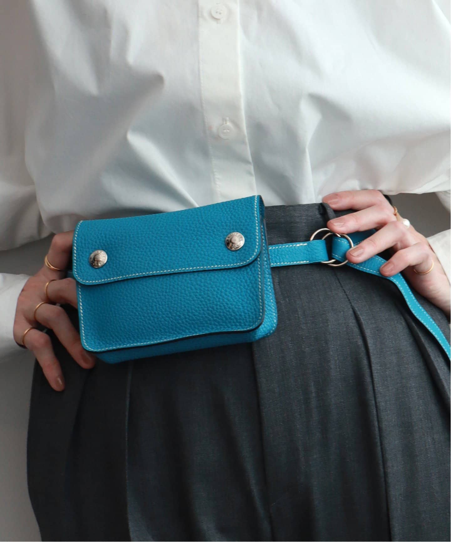 VINTAGE HERMES/エルメス】Pochette green（ウェストポーチ