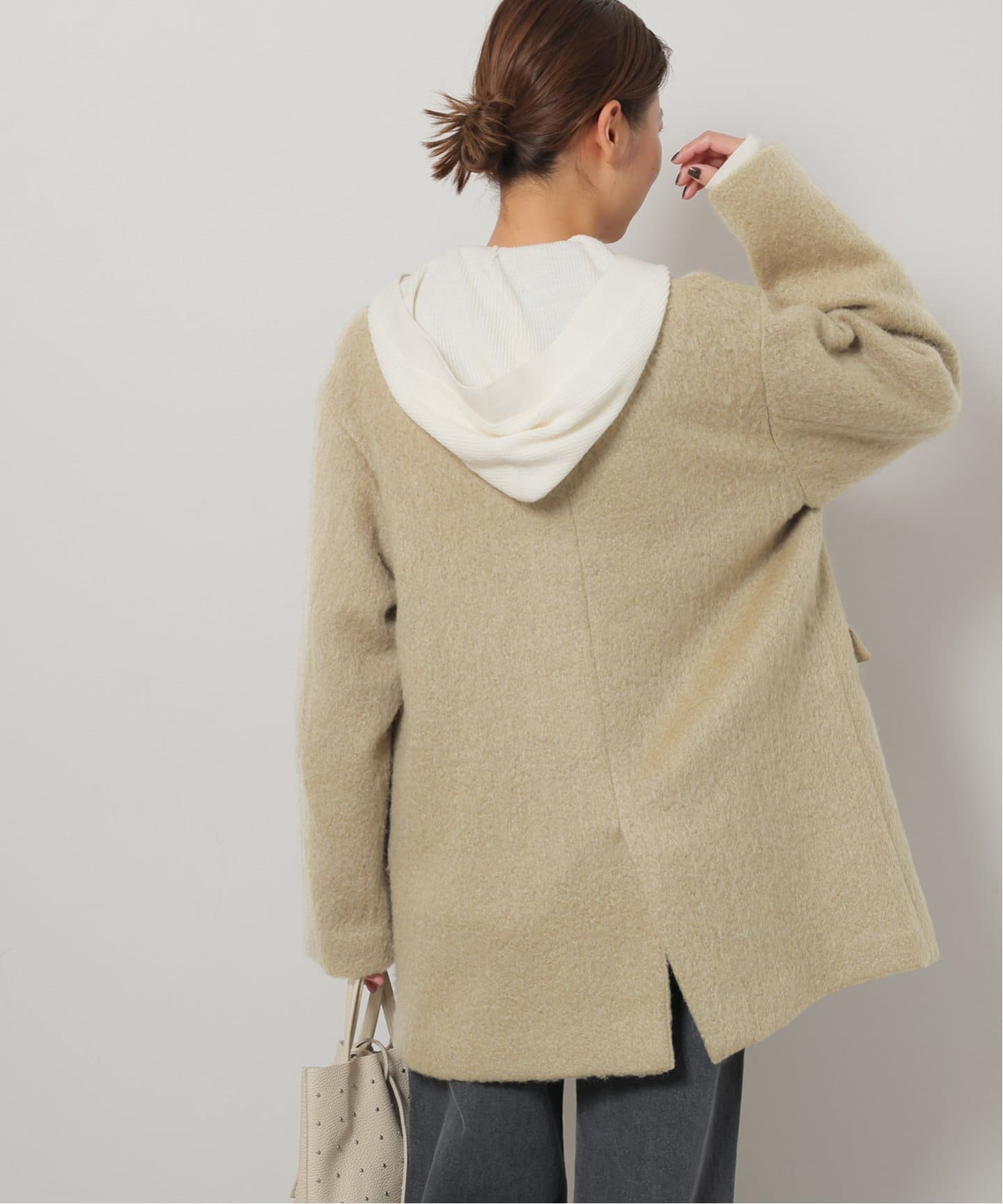 ウールモヘヤミックスノーカラージャケット（ノーカラージャケット