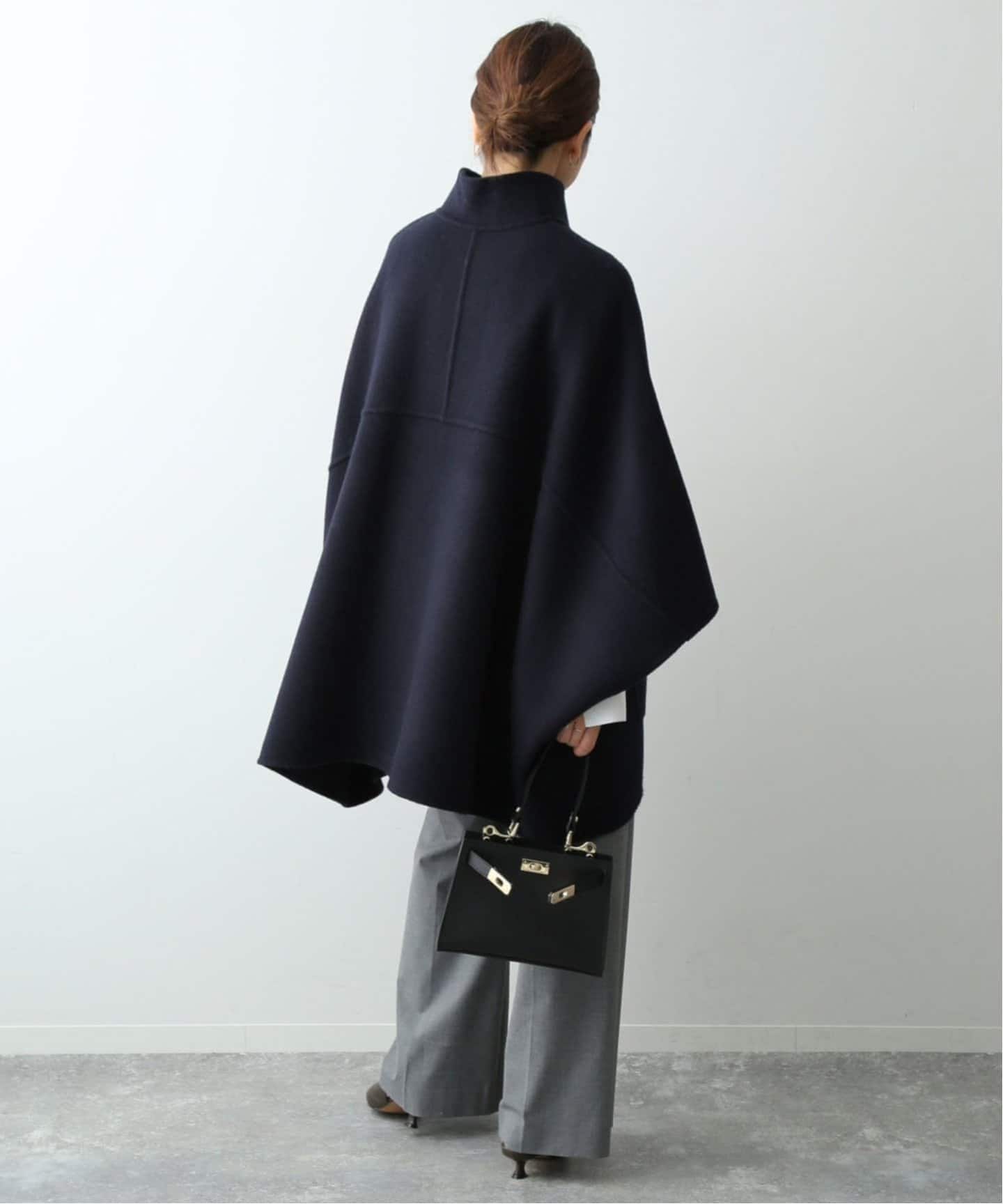 WEB限定/追加》スタンドカラーダブルフェイスポンチョ（ポンチョ