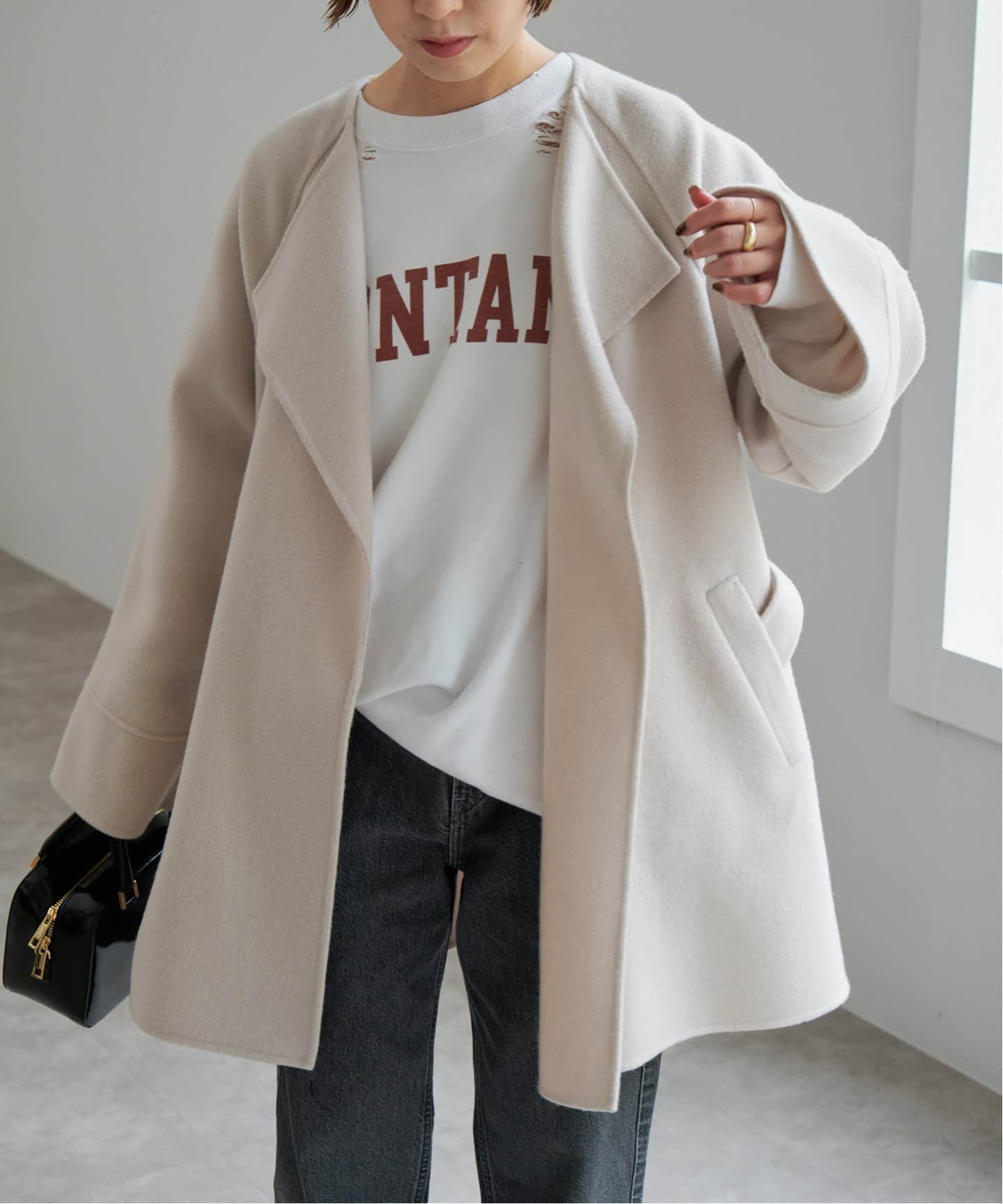 110sリバーポンチョ風コート（ノーカラーコート）｜Spick and Span