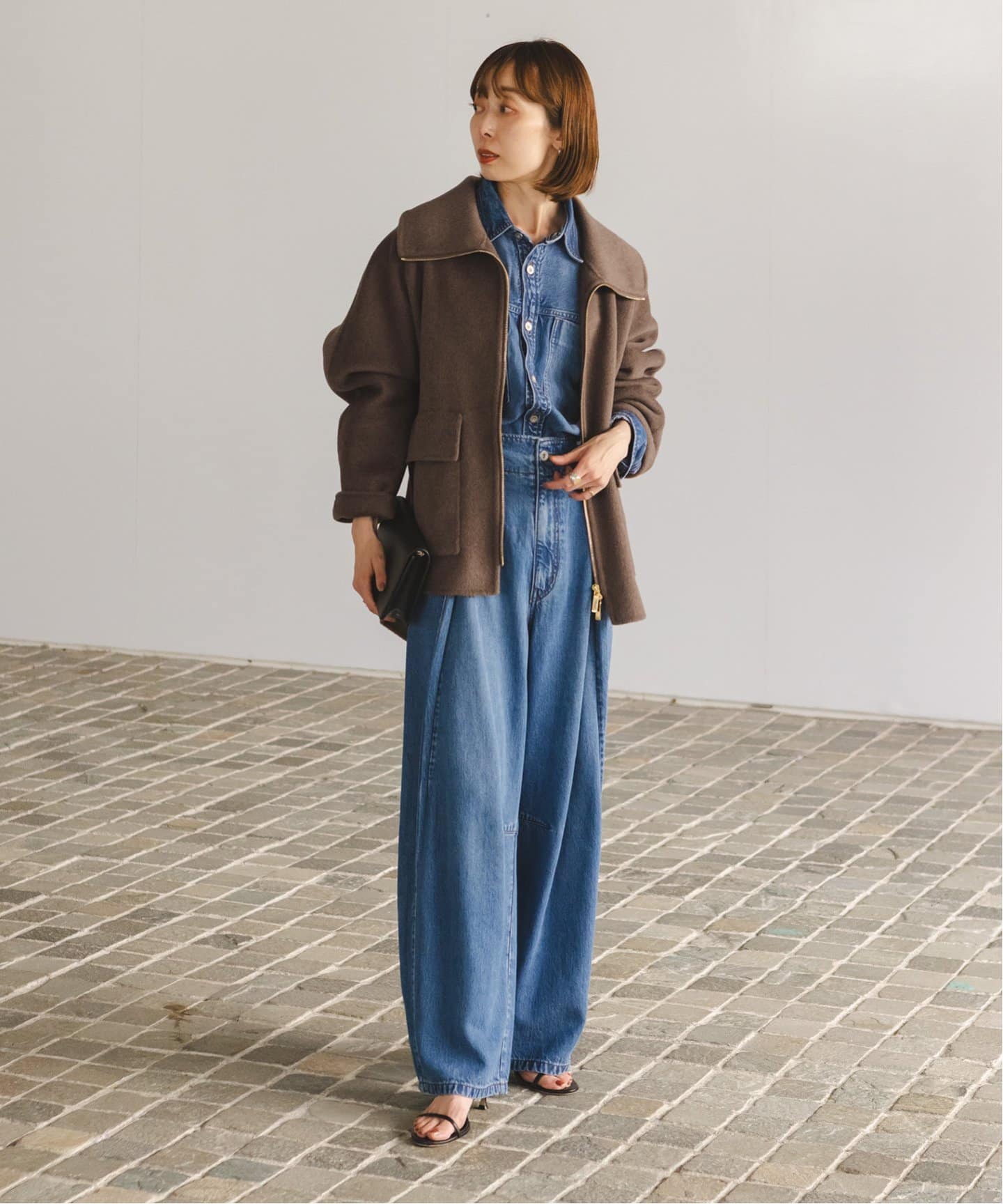 追加》キャメルミックスリバージップコート（その他ブルゾン／アウター