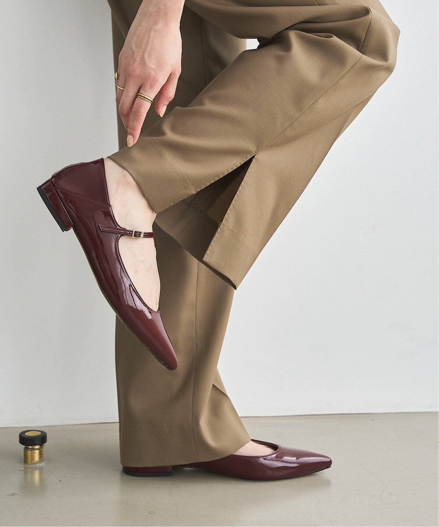 追加》ポインテッドワンストラップフラット（フラットシューズ）｜LE