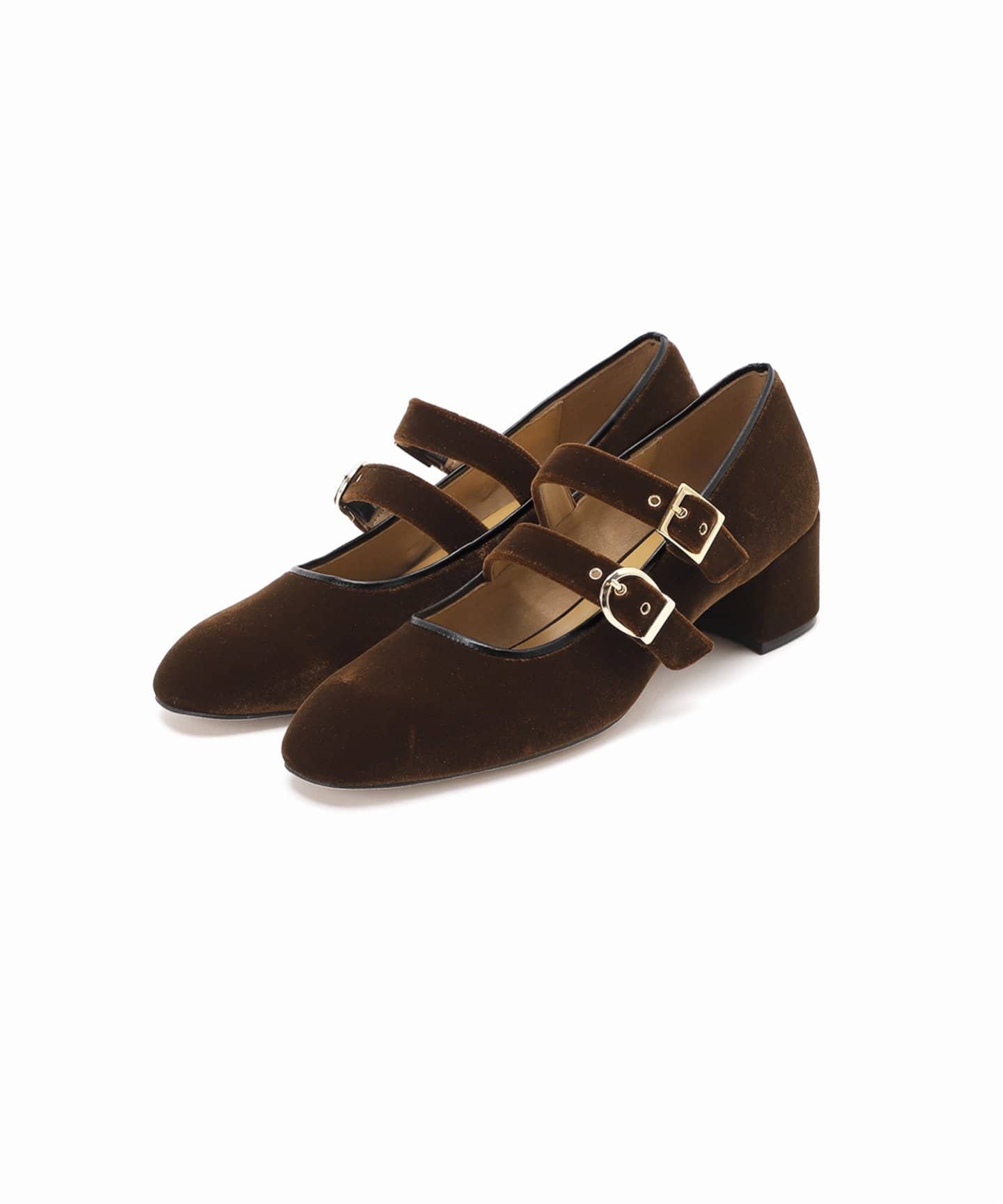 GRISE5cmラウンドダブルストラップメリージェーン（パンプス）｜LE