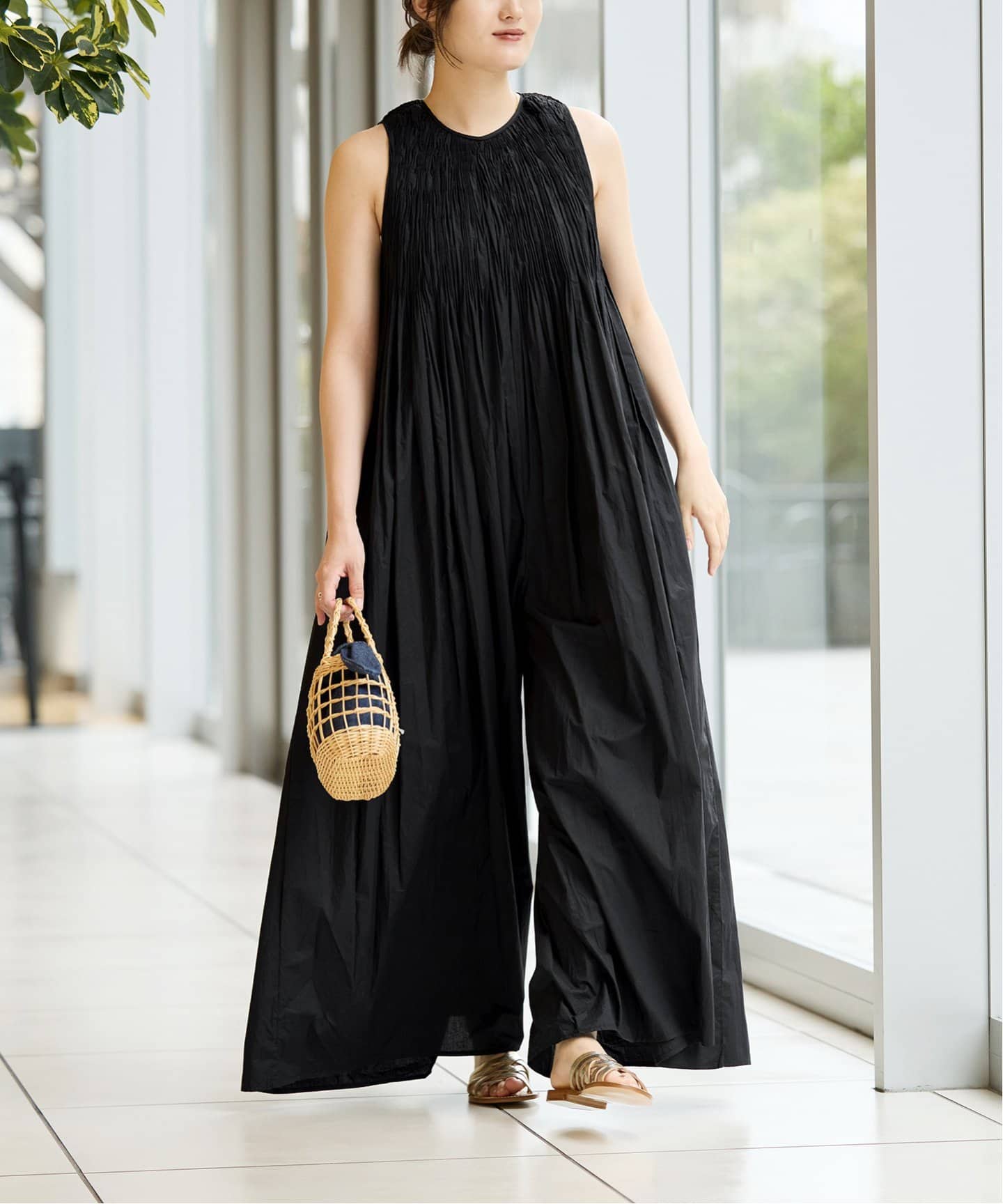 IENA LA BOUCLE ギャザーオールインワン（つなぎ／オールインワン