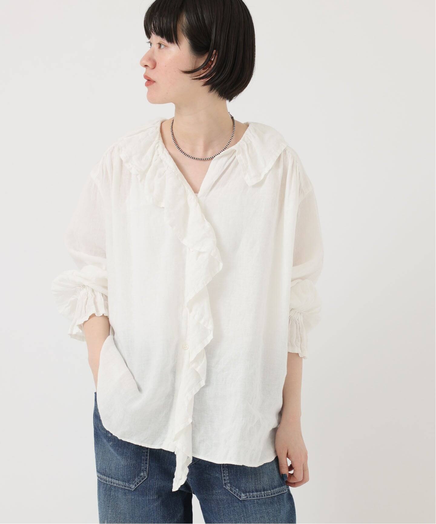 追加予約3》フレンチリネン フリルパフブラウス（シャツ／ブラウス